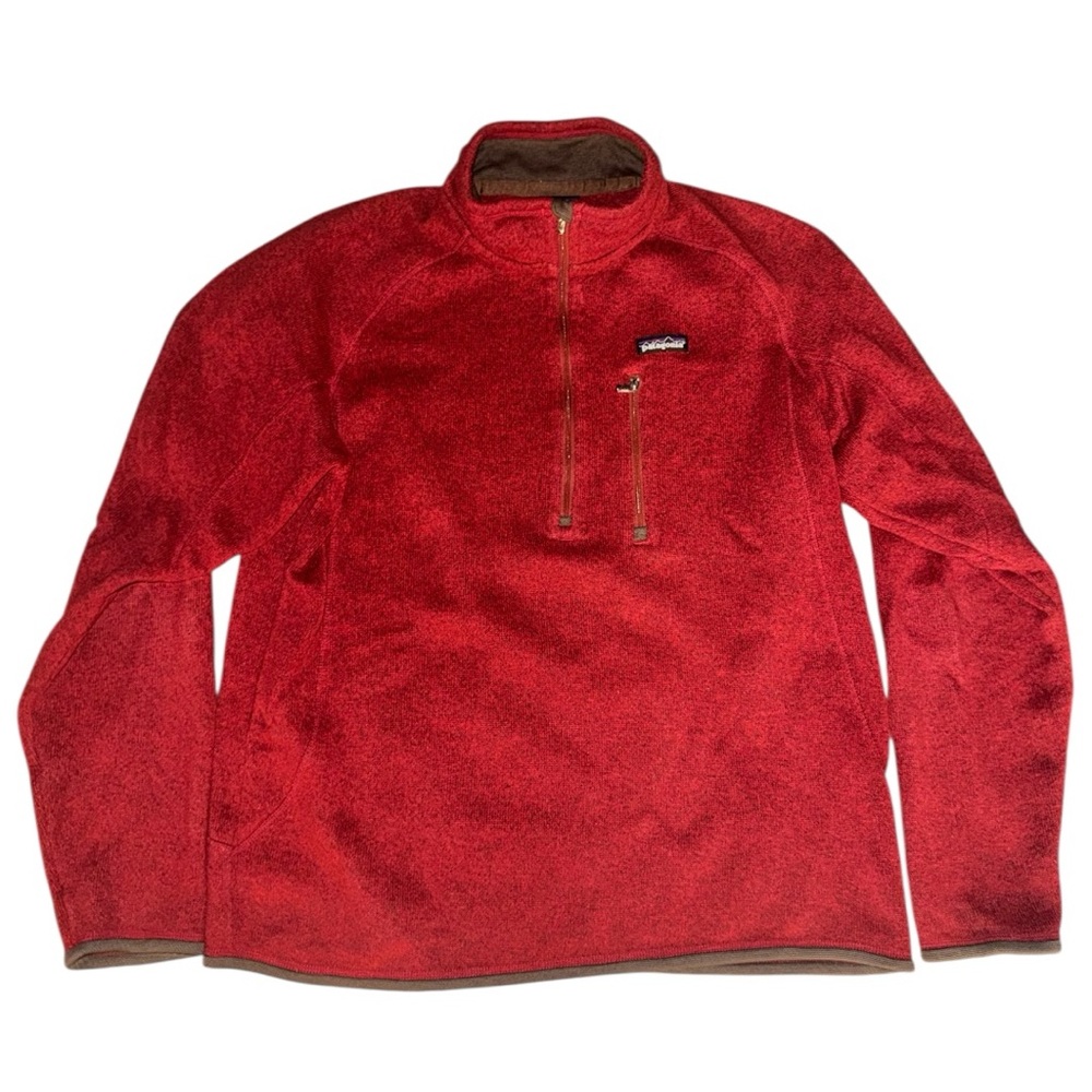 Patagonia Men’s 1/4 Zip Fleece Pullover in Chili Red Size L EUC